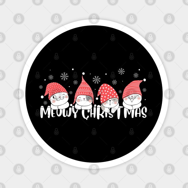 Cute Meowy Christmas Cats Magnet by Creatifly Graphic Tees